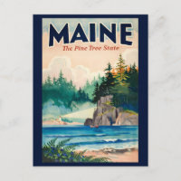 Maine Lighthouse Painterly Illustration Travel Art