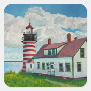 Maine Lighthouse Square Sticker