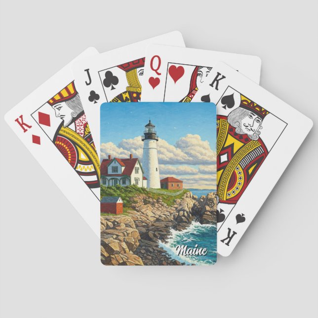 Maine Lighthouse Travel Playing Cards (Back)