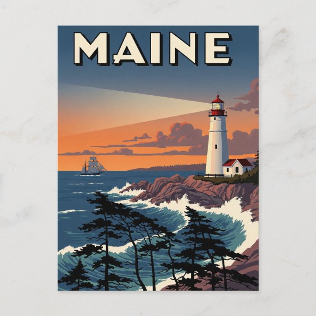 Maine Lighthouse Travel Postcard (Front)