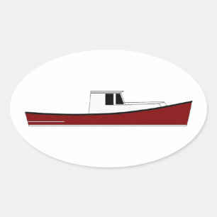 Maine Lobster Boat Oval Sticker