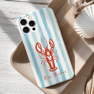 Maine Lobster Coastal Blue Stripes iPhone 16 Case