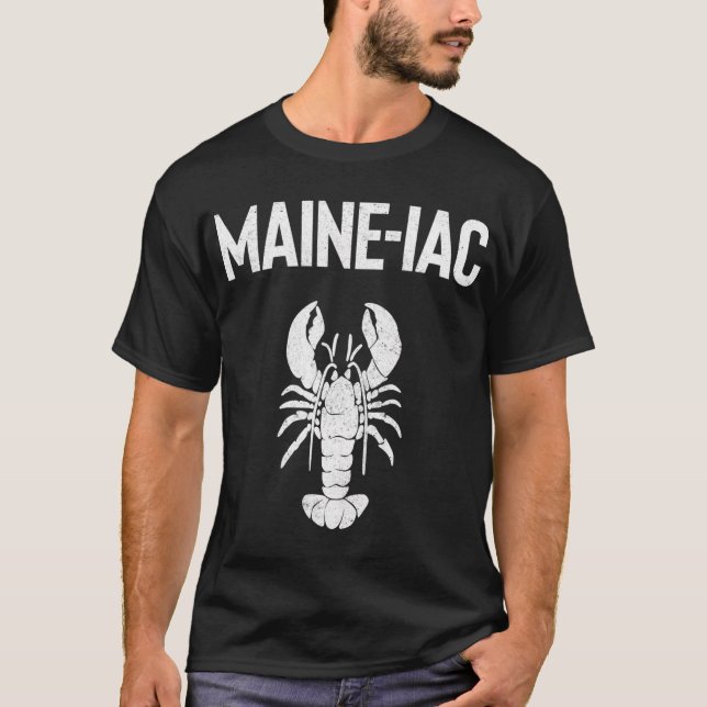 Maine Lobster Crazy Lobster Eating Fishing Maine T-Shirt (Front)