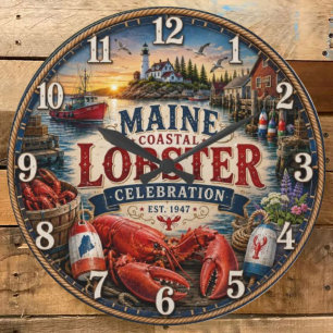 Maine Lobster Festival Maine Harbor Lighthouse Large Clock