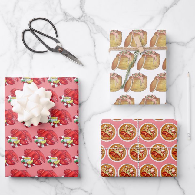 Maine Lobster Newberg Bisque Seafood Dinner Food Wrapping Paper Sheet (Front)