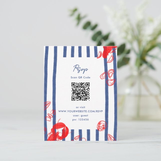 Maine Lobster Oysters Clams East Coast Wedding RSVP Card (Standing Front)