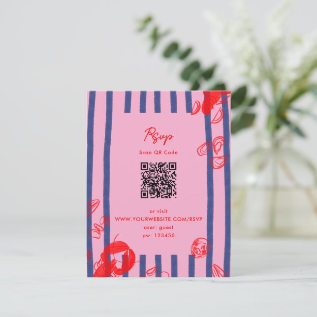 Maine Lobster Oysters Clams East Coast Wedding RSVP Card (Standing Front)