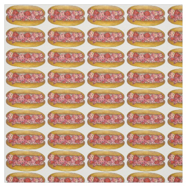 Maine Lobster Roll Rolls Sandwich Seafood Fabric (Swatch)