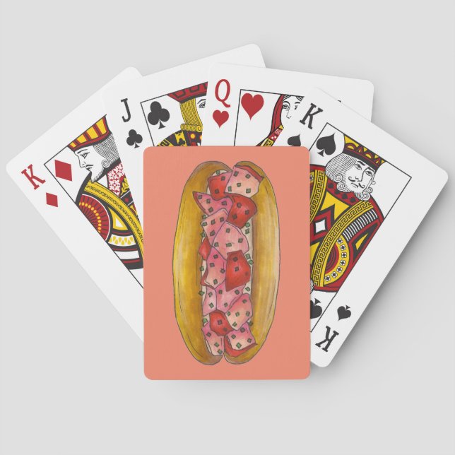 Maine Lobster Roll Sandwich Foodie Playing Cards (Back)
