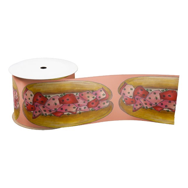 Maine Lobster Roll Sandwich Seafood Food Foodie Satin Ribbon (Spool)