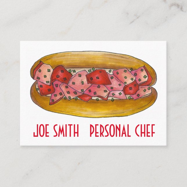 Maine Lobster Roll Seafood Sandwich Chef Cook Food Business Card (Front)
