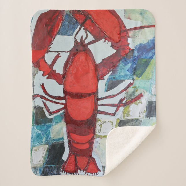 Maine Lobster Sherpa Blanket (Front)