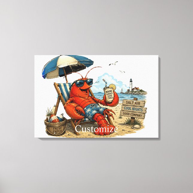 Maine Lobster Summer Fun Thunder_Cove Canvas Print (Front)