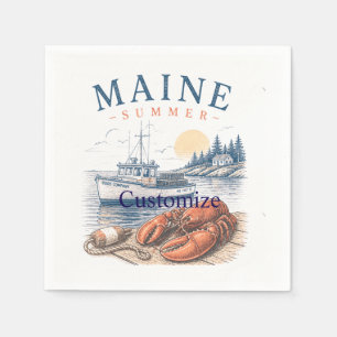 Maine Lobster Summer Fun Thunder_Cove Napkin