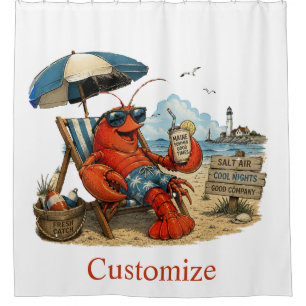 Maine Lobster Summer Fun Thunder_Cove Shower Curtain