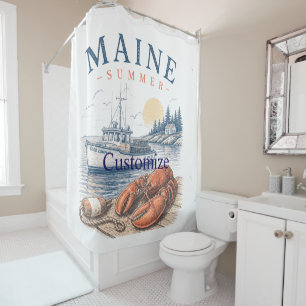 Maine Lobster Summer Fun Thunder_Cove Shower Curtain