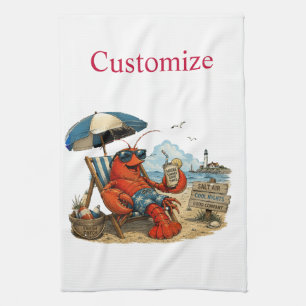 Maine Lobster Summer Fun Thunder_Cove Tea Towel