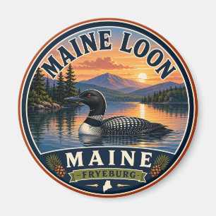 Maine Loon Fryeburg Maine Round Magnet