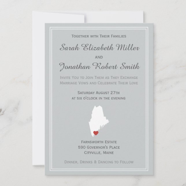 Maine Love - Customisable Wedding Invitation (Front)