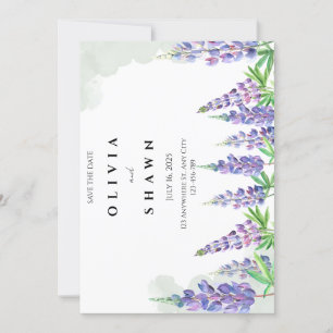 Maine lupin Wedding Save the Date Invitation