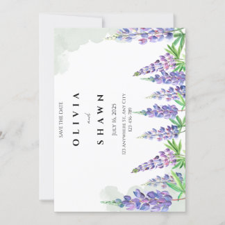 Maine lupin Wedding Save the Date Invitation