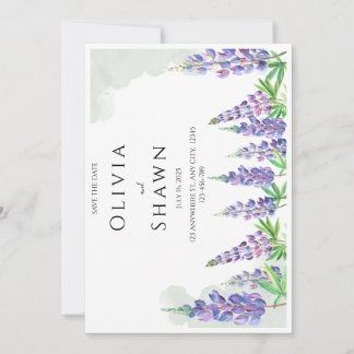 Maine lupin Wedding Save the Date Invitation