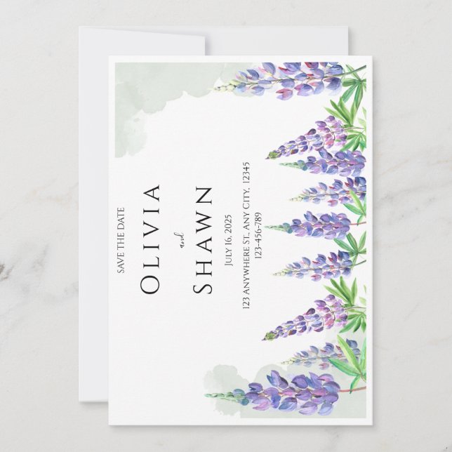 Maine lupin Wedding Save the Date Invitation (Front)