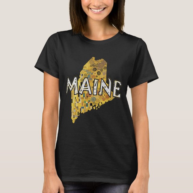 Maine Map and Text T-Shirt (Front)