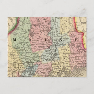 Maine Map by Mitchell Postcard