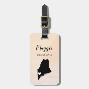 Maine Map Luggage Tag, Wedding Party Welcome Luggage Tag
