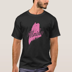 Maine Map Outline USA America T-Shirt