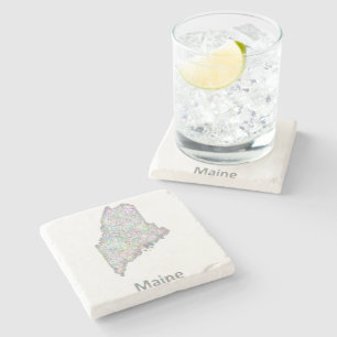 Maine map stone coaster