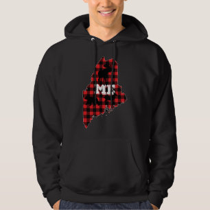 Maine ME State Red Plaid Fill Moose Hunting Christ Hoodie