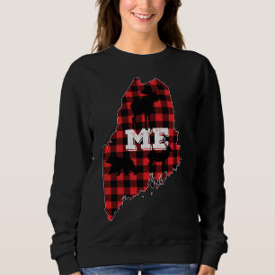 Maine ME State Red Plaid Fill Moose Hunting Christ Sweatshirt