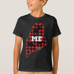 Maine ME State Red Plaid Fill Moose Hunting Christ T-Shirt