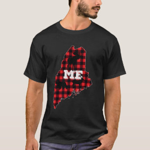 Maine Me State Red Plaid Fill Moose Hunting Christ T-Shirt