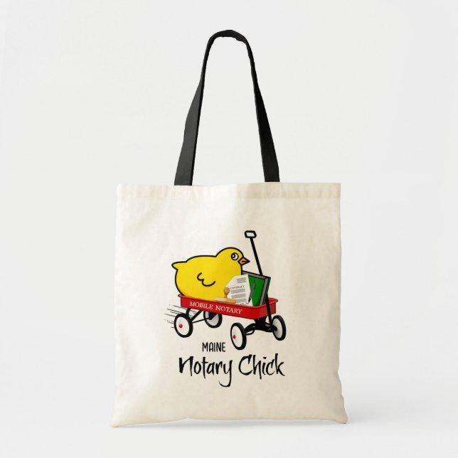 Maine Mobile Notary Chick Red Wagon Tote Bag (Front)