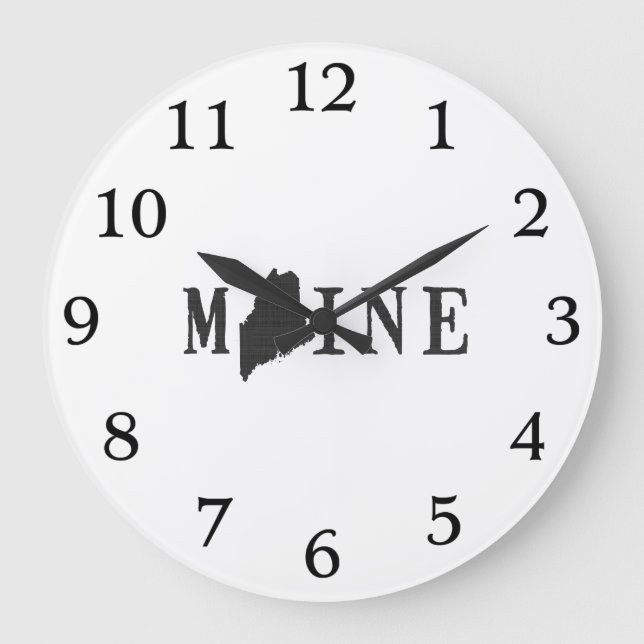Maine Name with State Shaped Letter Large Clock (Front)