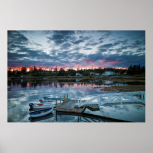 Maine, Newagen, sunset harbor 2 2 Poster