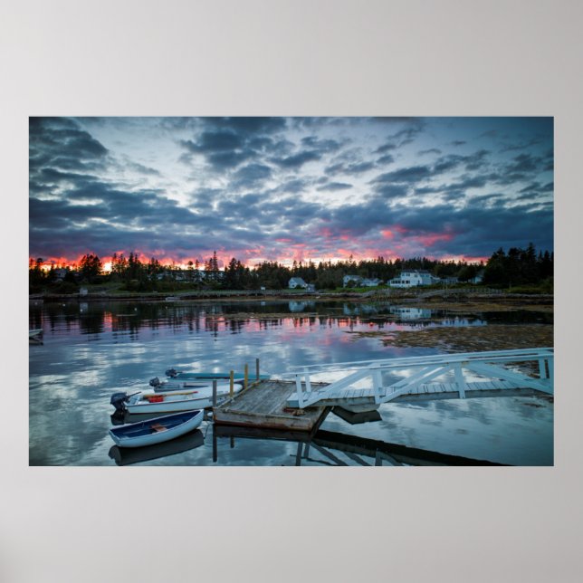 Maine, Newagen, sunset harbor 2 2 Poster (Front)
