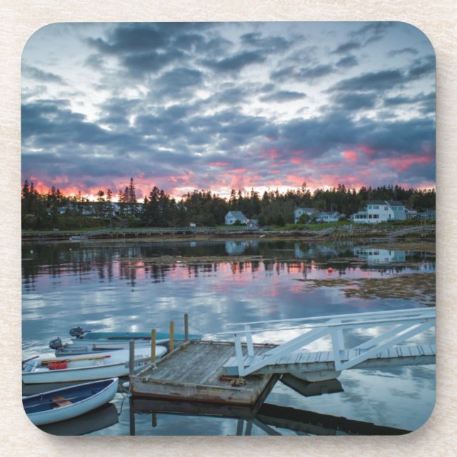 Maine, Newagen, sunset harbour 2 2 Coaster (Front)