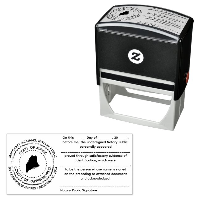 Maine Notary Public Acknowledgement Stamp (In Situ)