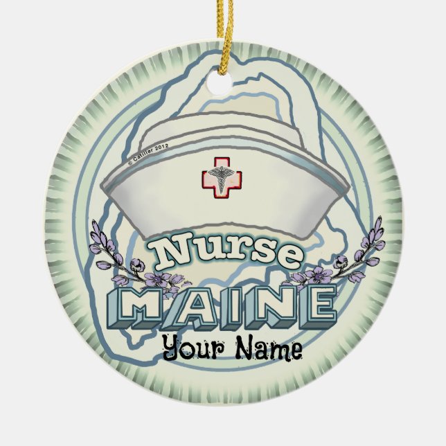 Maine Nurse Ceramic Tree Decoration (Front)