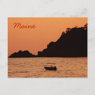 Maine orange boat at sea postcard
