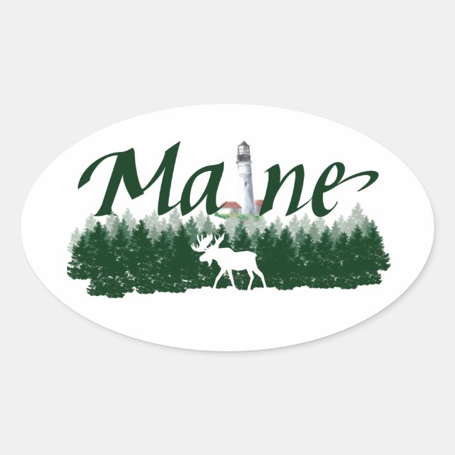 Maine Oval Sticker (Front)