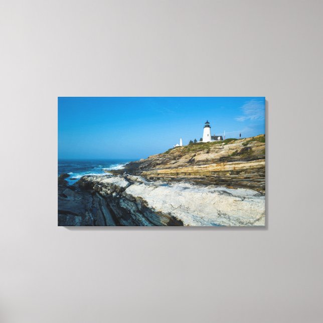 Maine, Pemaquid Point, Pemaquid Point Lighthouse Canvas Print (Front)