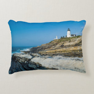 Maine, Pemaquid Point, Pemaquid Point Lighthouse Decorative Cushion