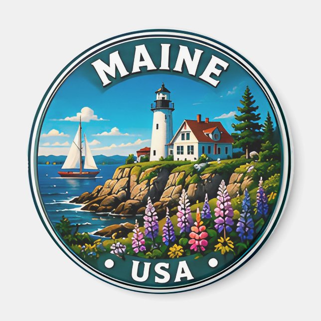 Maine Pine Tree State Coastal Pride Magnet (Front)