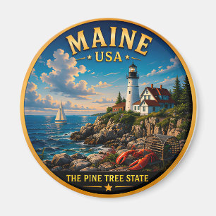 Maine Pine Tree State Coastal Pride 🌲 Magnet