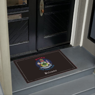 MAINE PINE TREE STATE FLAG DOORMAT